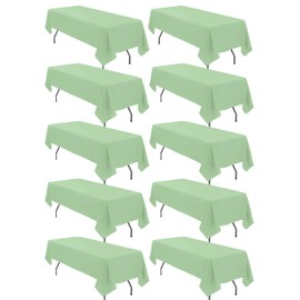 10 Pack Sage Green Tablecloth 60x102 inch Polyester Fabric Tablecloths for 6 Foot Rectangle Tables Wrinkle Resistant Linen Tablecloth Washable Table Covers for Party Wedding Events and Camping