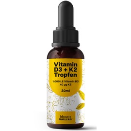Vitamin D3 K2 Drops High Dose - 30 ml - 1,000 IU D3 + 40 µg K2, Produced in Germany