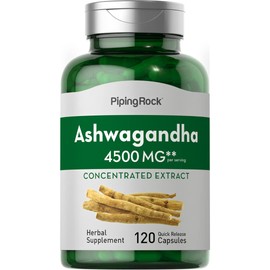 Piping Rock Ashwagandha Supplement | 4500mg | 120 Capsules | for Women and Men | Herb Root Extract | with Black Pepper | Non-GMO, Gluten Free