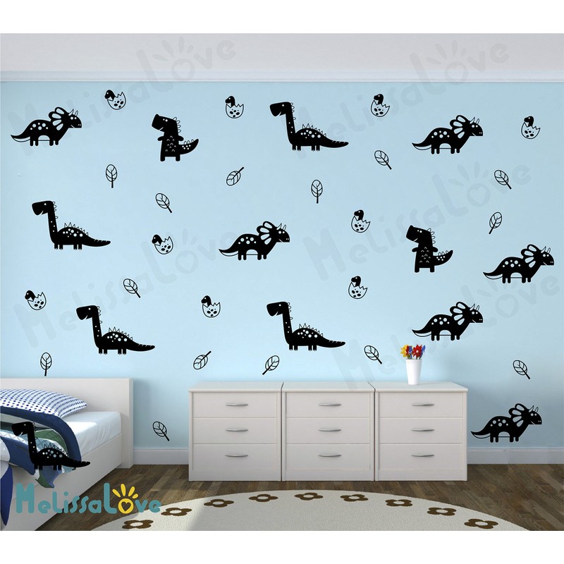 Melissalove Wall Decal Dinosaurs 52pcs/Pack dinasaurs Wall Decor Stickers for