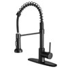Black Kitchen Faucet with Pull Out Sprayer Stainless Steel Single