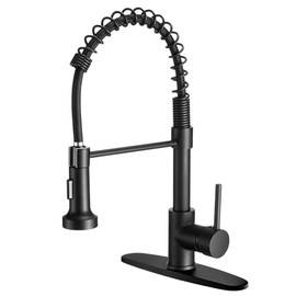 Black Kitchen Faucet with Pull Out Sprayer Stainless Steel Single Handle Spring Sink Faucets 1 Hole Or 3 Hole Dual Function for Farmhouse Camper Laundry Utility Rv Wet Bar