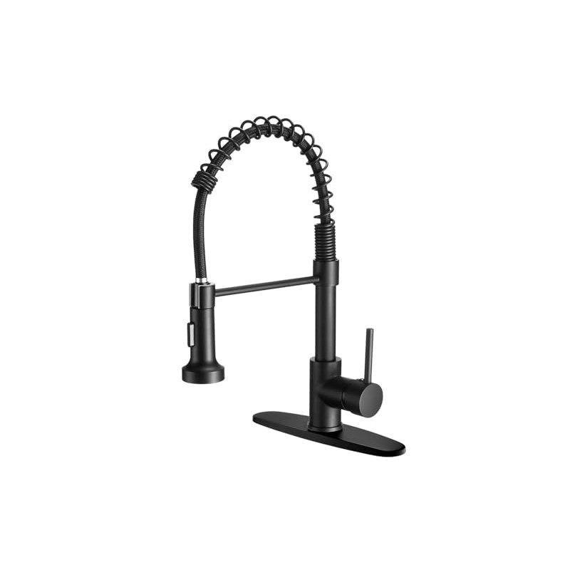 Black Kitchen Faucet with Pull Out Sprayer Stainless Steel Single