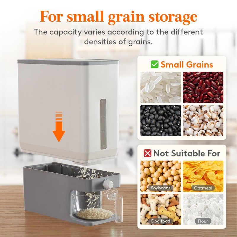 Lifewit 2 Pack Rice Dispenser 25 Lbs, Rice Storage Container