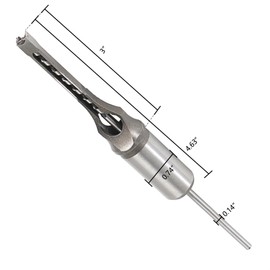 Timunr 7Pcs Square Drill Bits Tools Round Handle Woodworking Hole Saw and Tenon Chisel Set Drill Bits Sizes 9/16 in 1/2 in 2/5 in 3/8 in 5/16 in 1/4 in 6/25 in