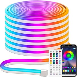 iNextStation RGB LED Strip Light 5M, 12V LED Rope Light with APP & Remote Control, Color Changing Music Sync neon Light Strip Flexible for Bedroom, Gaming, Party and Indoor Outdoor Decorations