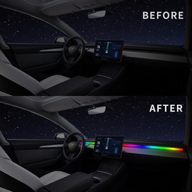 FIVAVA Ambient Lighting Car, LED Interior Lighting for Car with 220 Dynamic Modes and 16 Million Colour Combinations, 110 cm Light Strip Supports Bluetooth Control