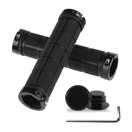PLATT Bicycle Grip Cover Durable Anti-Slip Professional Mountain Bike Handle Non Grip Cover 1 Pair 22.2mm Inner Diameter End Cap with Hex Key Black