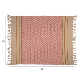 Creative Co-Op Woven Cotton Blend Jacquard Throw with Pattern, Stripes and Tassels, Multicolor