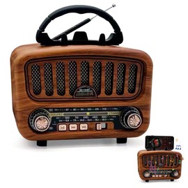 Retro Radio with Bluetooth Portable Radio (Brown)