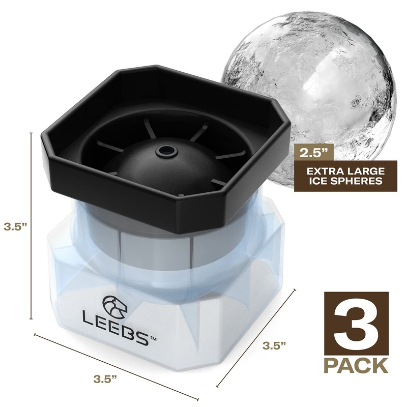 Silicone Freezer Press Sphere Ice Ball Maker Mold, 3 Pack