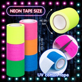 Whaline 6 Colors Neon Gaffer Cloth Tape Fluorescent Rainbow Color UV Blacklight Glow in The Dark Tapes Neon Duct Reflective Tapes for Party Supplies (1 Inch x 60 Ft)