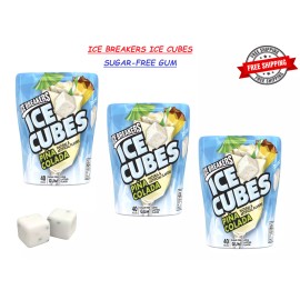 ICE BREAKERS ICE CUBES Piña Colada, Sugar-Free Gum (3 Count) Limited Edition !!