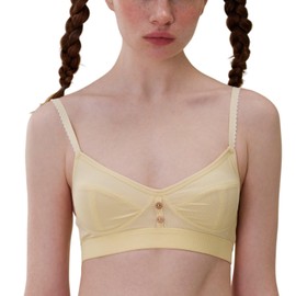 FREELASS Triangle Bralette,Yellow Lightweight Mesh Wireless Bra for A-B Cup