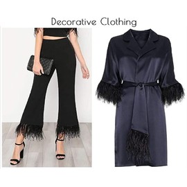 2 Yards Ostrich Feathers Fringe Trims - for Dress Sewing Crafts Costumes Decoration (Black)