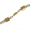 Gold Tone Leaf Pendant Choker Short Necklace Cream White Cord