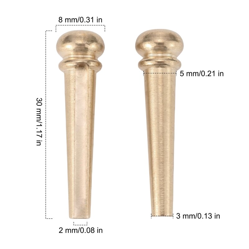 Swhmc Pack of 6 Brass Guitar Bridge Gold Endpin 6