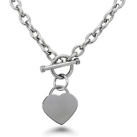 Comelyjewel Chain Necklace for Women, 18K White Gold Plated Chunky Chain Link Necklace with Heart Hypoallergenic Jewelry for Women (Length: 18")