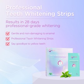 Professional Teeth Whitening Strips with Hydrogen Peroxide, Mint Flavor Whitening Strips, Residue-Free Gel Technology,28 Strips 14 Treatment for Sensitive Teeth