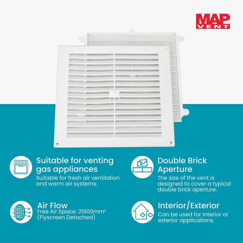 Map White Louvre Vent 229 x 229mm (9"x9") with Detachable
