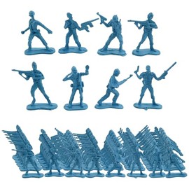 BRTNUP 100 PCS Mini Plastic Soldiers Figures, Military Plastic Toy Set, 8 Style Soldiers Poses, Mini Army Man Toy Set for Boy (Blue)