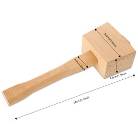 DIRBUY 2 Pcs Wooden Mallet - 9.6 Inch Wooden Mallet Woodworking - 7oz Soild Beech Wood Mallet - Wood Carving Mallet Suitable for Damage-Free Striking