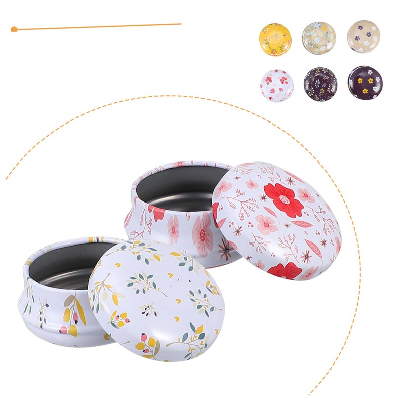 Outanaya 6Pcs Retro Tinplate Jars with Lid Storage Box for