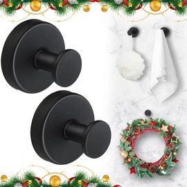 Suction Cup Hooks for Shower, 2 count No Drill for Bathroom Wall,Kitchen,Glass Window,Tile to Hang Towels,Robes, Loofah,Wreath. Heavy Duty Suction Cup Hooks for Hanging up to 15 lb () - Colour: Black