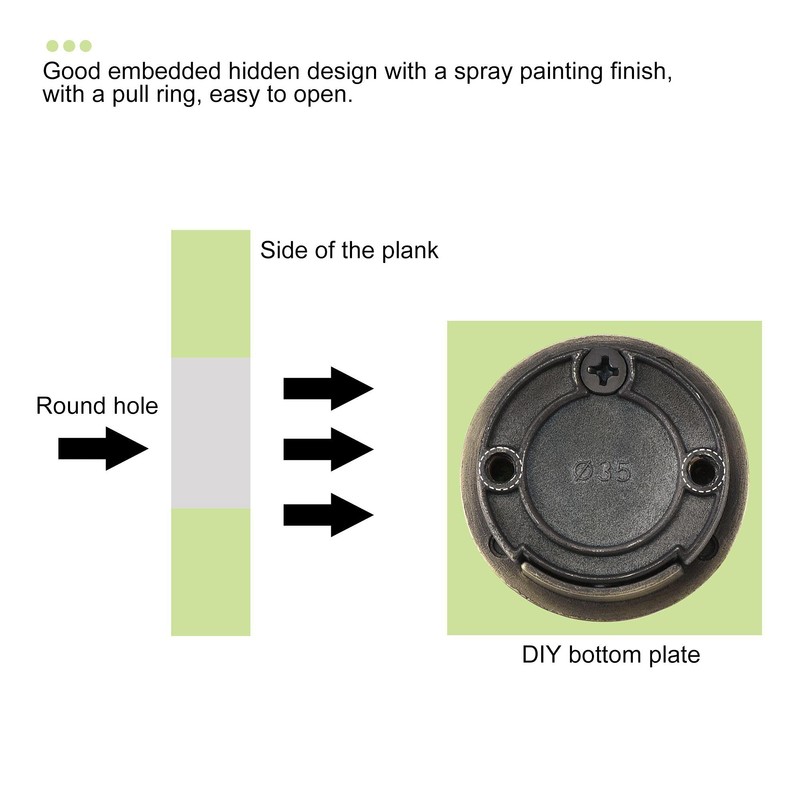 sourcing map Flush Pull Ring Handle 40.5x11mm, Plane Drawer Door