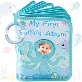 Motiskyy Baby Photo Album with Safe Mirror Soft Cloth Baby Photo Book 4 x 6 My First Family Album Picture Book for Newborn Toddler Kids Gifts(Under the Sea)