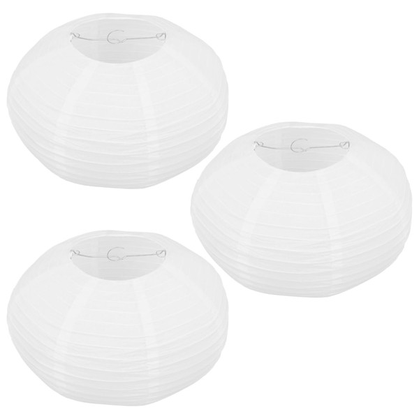 OSALADI 3pcs Paper Lamp Shades White Festival Hanging Lanterns Chinese