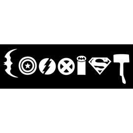 Coexist Super Hero Decal Vinyl Sticker|Cars Trucks Vans Walls Laptop| White |7.5 x 2.5 in|LLI110