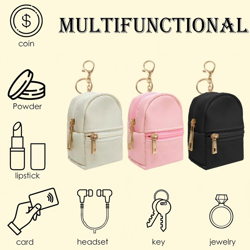 Mini Backpack Keychain Bag Cute Cosmetic Bag for Women PU