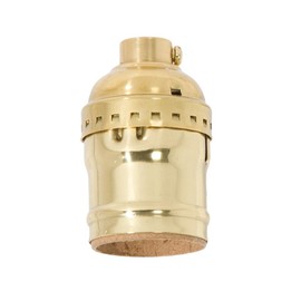 B&P Lamp® Keyless Early Electric Style Lamp Socket, Polished and Lacquered Finish, Keyless (No Switch), No Uno Thread