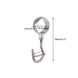 Rannb Wardrobe Closet Hook Stainless Steel Hanging Tube Rod Hook Fit for 25mm Rod -Pack of 12