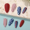 Independence Day Press on Nails Almond Medium Dark Red Fake