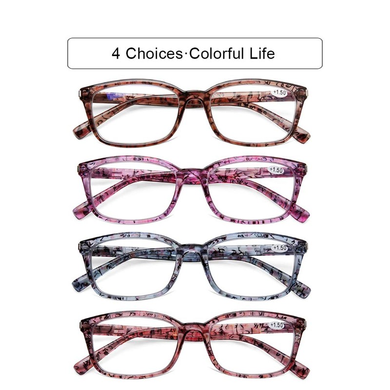 DOOViC 4 Pack Computer Reading Glasses Blue Light Blocking Anti