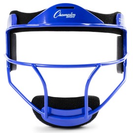 Champion Sports Steel Softball Face Mask - Classic Fielders Masks for Youth - Durable Head Guards - Premium Sports Accessories for Indoors and Outdoors - Blue