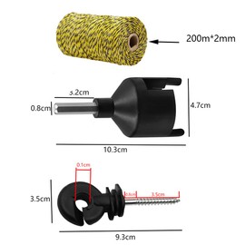Naisfei 50 Pcs Electric Fence Insulator&660 Feet Electric Fence Polywire, Portable Electric Fencing Poly Wire Rope Line 6 Steel Strands for Reliable Conductivity & Rust Resistance