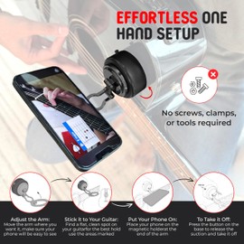 MotivatEM Strum Screen Guitar Phone Mount – Hands-Free Phone Holder with Vacuum Suction for Guitar – Perfect for Watching Tutorials & Tabs While Playing – Universal Fit, Easy Setup