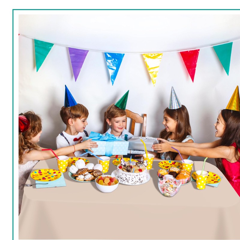 tujol Ivory 6 Pack Plastic Table Cloth 54" x 108",