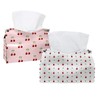 2 Pack Tissue Box Cover Holder, Cherry Pattern Rectangle Leather