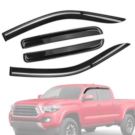Tape-On Rain Guards FIT Toyota Tundra 2022-2025 CrewMax, Window Visors Wind Deflectors Vent Shades, Extra Durable Polycarbonate, 4Pcs