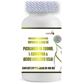 IsaaQuim  Picolinato de Cromo con L-Carnitina y cido Linoleico (CLA)  120 Cpsulas de 400 mg  Porcin 3 cpsulas  450 mg de CLA  450 mg de L-Carnitina...