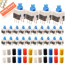 Lonely Binary 24-Pack DPDT Push Button Switches – 8x8mm Breadboard-Friendly with Assorted Color Caps for Arduino, ESP32, Raspberry Pi Pico