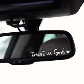 2Pcs Trust in God Rearview Mirror Decal,Vanity Mirror Stickers,Laptop Sticker,Trust in God Stickers for Window, Mirror, Tumbler, and Water Bottle(Trust In God, White)