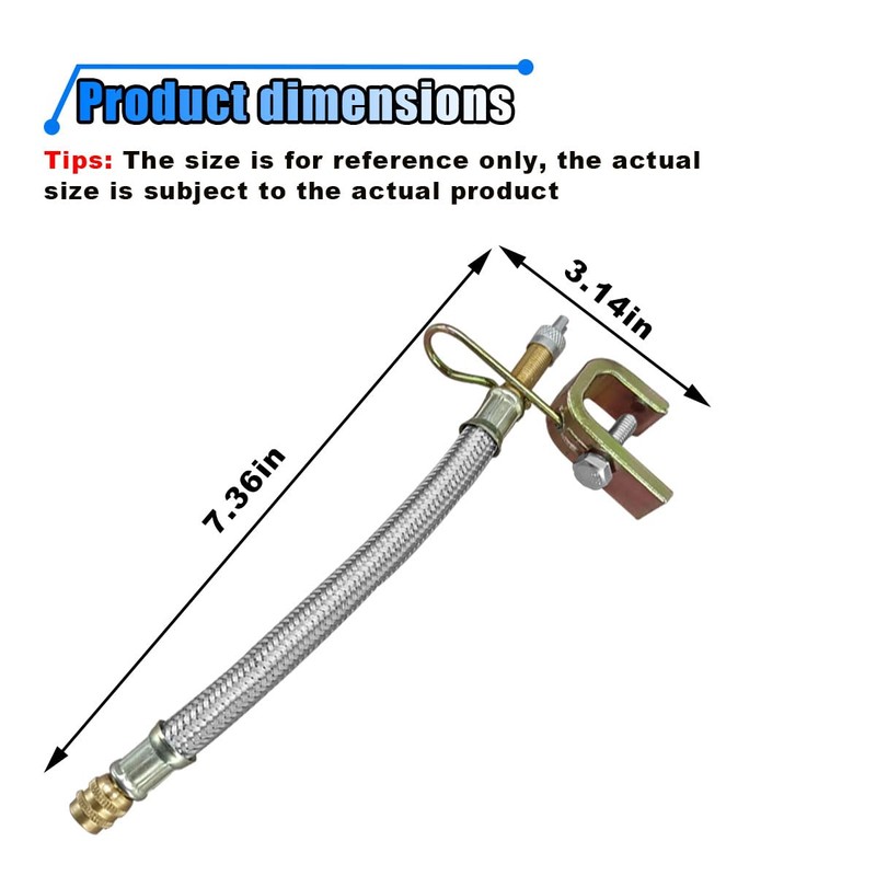 8PCS Valve Stem Extension, 7"/180mm Stainless Steel Braided Extension Adaptors,