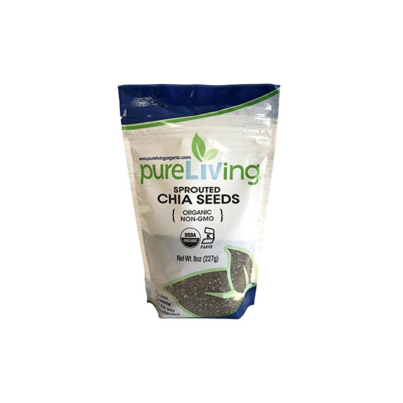 Pure Living - Organic Sprouted Chia Seeds - 8 Ounce