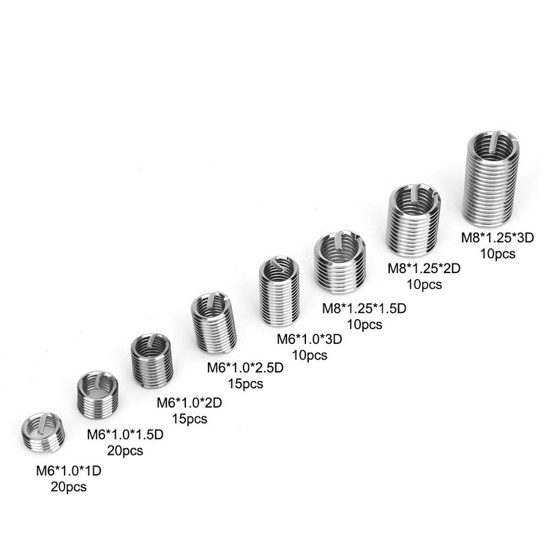110pcs Stainless Steel Wire Inserts Repair Sleeves Spiral Thread Female