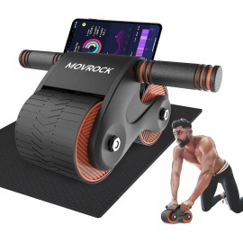 Ab Roller Wheel with Auto Rebound – Core Trainer for Home Gym & Strength Workout - Orange